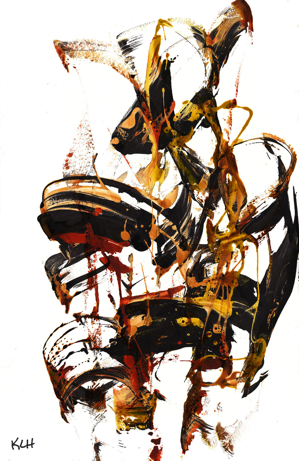 Original Contemporary Abstract 11x17 Painting ,,,, Modern Art -- Watch OUT Expression 216.102211
