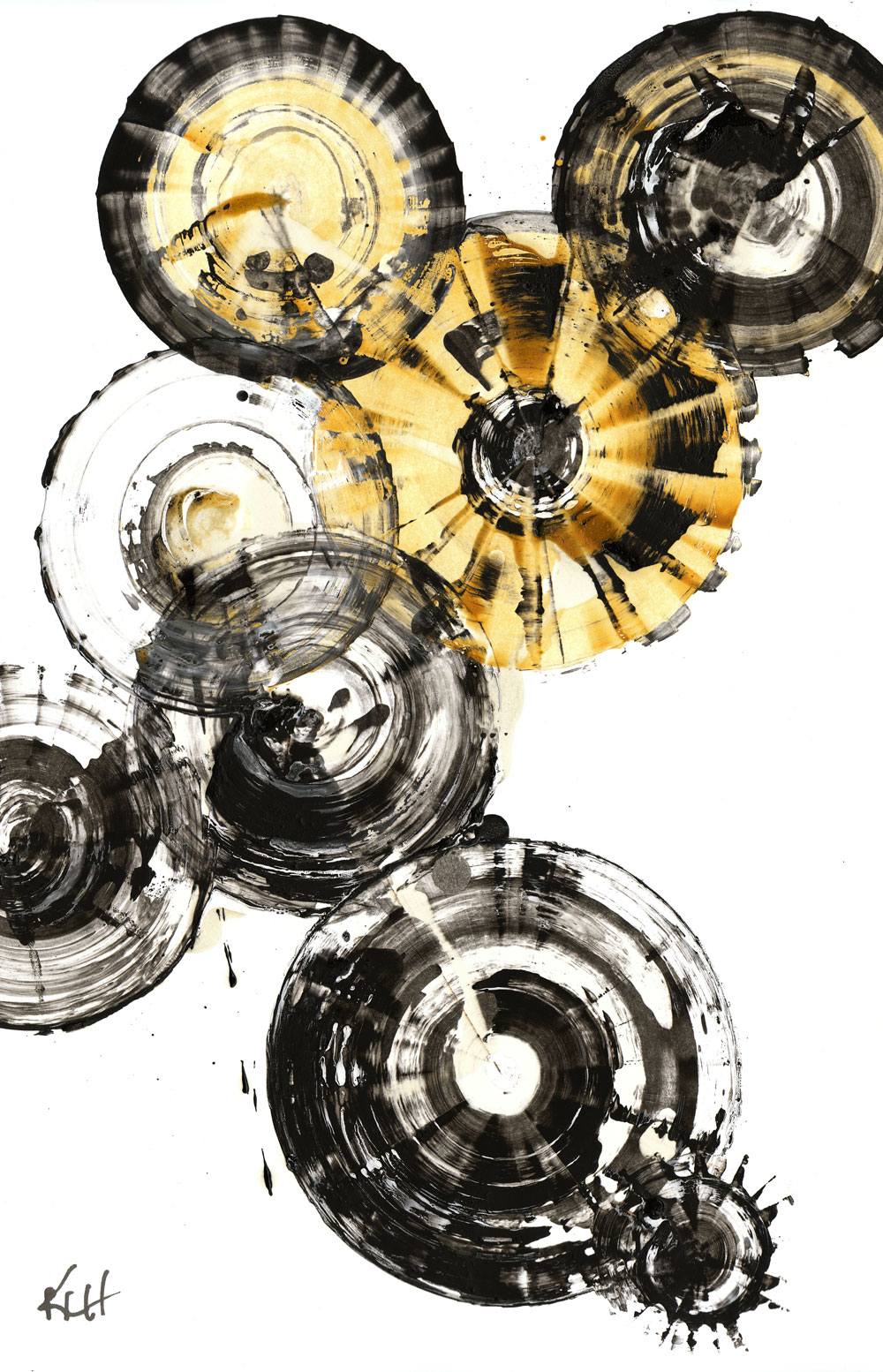 Modern Abstract Original Art -- Abstract Expressionism -- Contemporary Abstract Paintings - Black and Gold Rhythm - 1083.052012