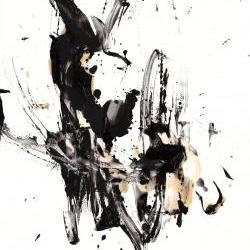 Black and White Modern Art Abstract Original 11x17 Painting - Contemporary Minimalism -- 10126.110409