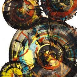 Modern Abstract Original Art -- Abstract Expressionism -- Contemporary Paintings - Black & Yellow Circles - 1015.042612 